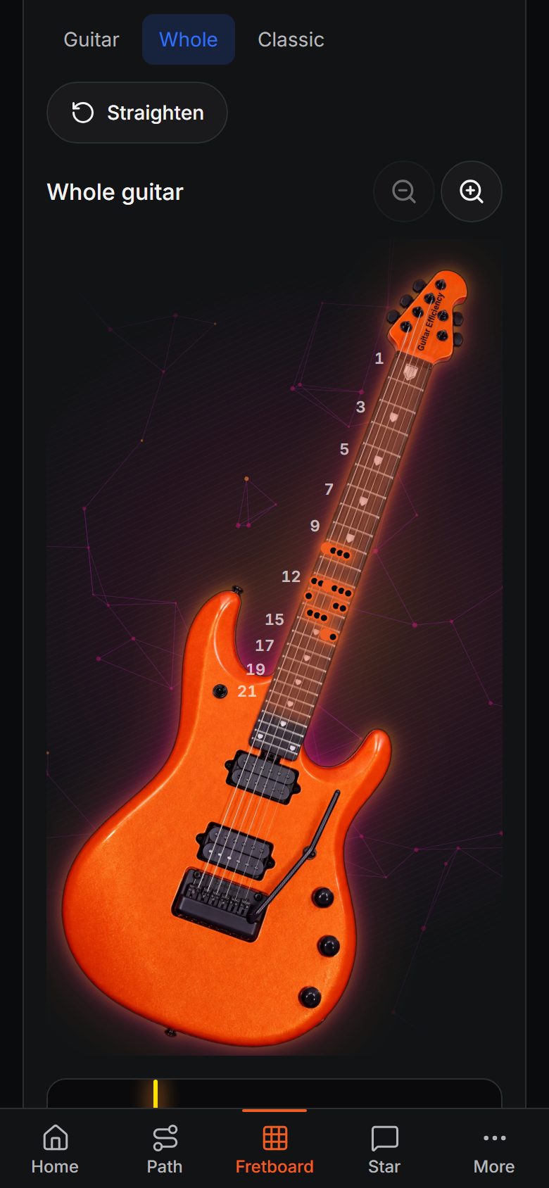 The whole guitar in the Guitar Efficiency app